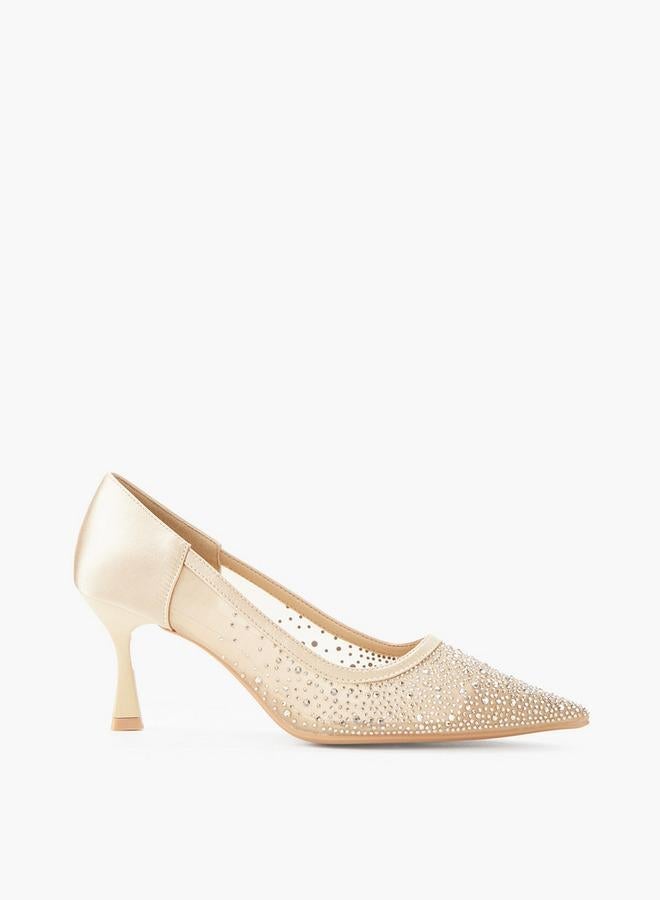 Paprika Women Embellished Flared Heel Pumps - Image 1